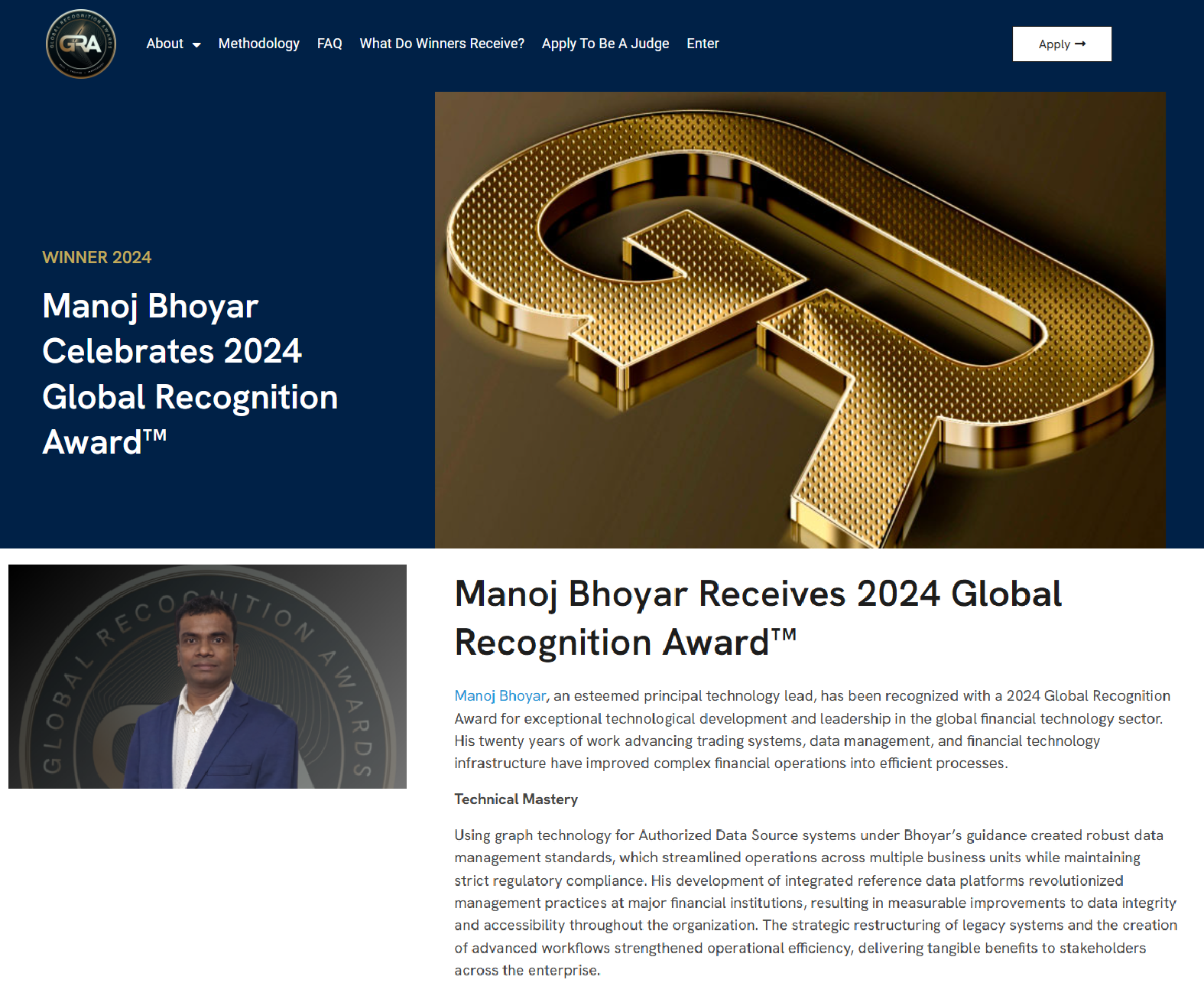 Article: Manoj BhoyarCelebrates 2024 Global Recognition Award™