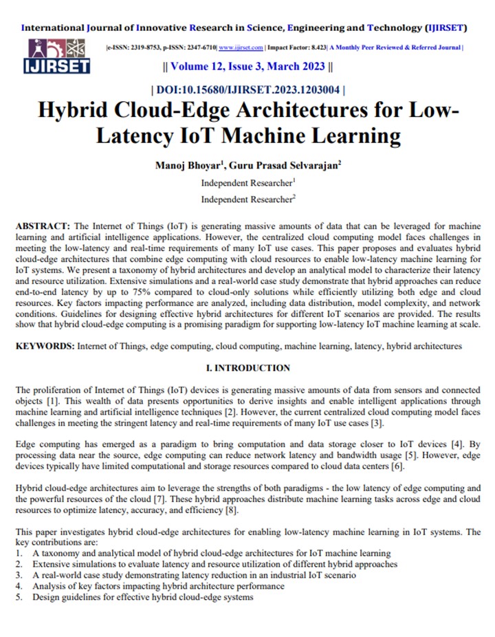 Article: Hybrid Cloud-Edge Architectures for Low-Latency IoT Machine Learning