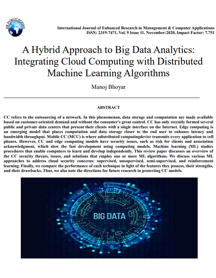 Article: A Hybrid Approach to Big Data Analytics: Integrating Cloud Computing with Distributed Machine Learning Algorithms